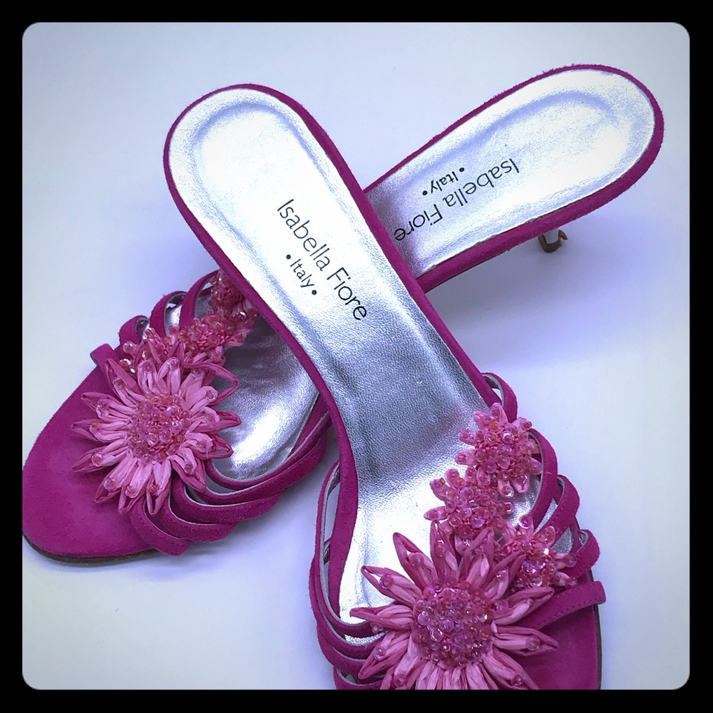 Isabella Fiore Pink Suede Slide Dress Shoe.